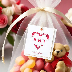 Chic Wildflowers & Branches Heart Shape Initials Rubber Stamp