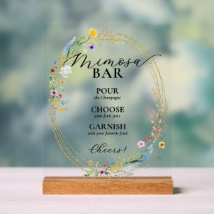 Chic Wildflowers Bridal Brunch Mimosa Bar Acrylic Sign