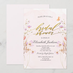 Chic Wildflowers Butterflies Bridal Shower  Invitation