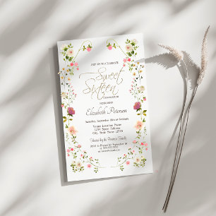 Chic Wildflowers Sweet 16 Invitation