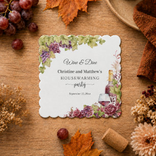Chic Wine and Dine Housewarming Party Favour Paper Coaster