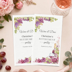 Chic Wine and Dine Retirement Party Napkin