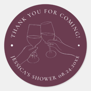 Chic Wine Bridal Shower Classic Round Sticker