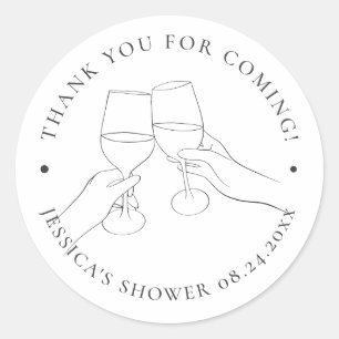 Chic Wine Bridal Shower Classic Round Sticker