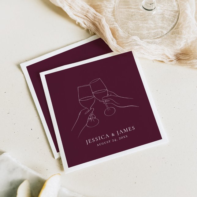 Chic Wine Engagement + Wedding Napkin (Creator Uploaded)