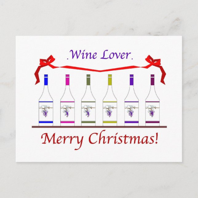 CHIC WINE-LOVERS CHRISTMAS HOLIDAY POSTCARD (Front)