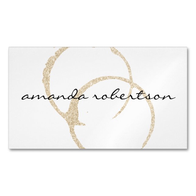 Chic Wine Stain Magnetic Business Card (Front)