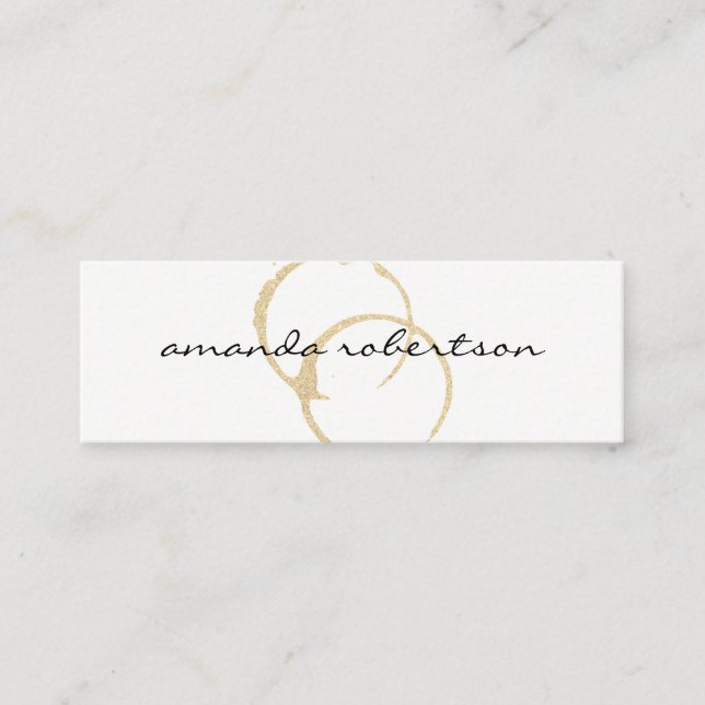 Chic Wine Stain Mini Business Card (Front)