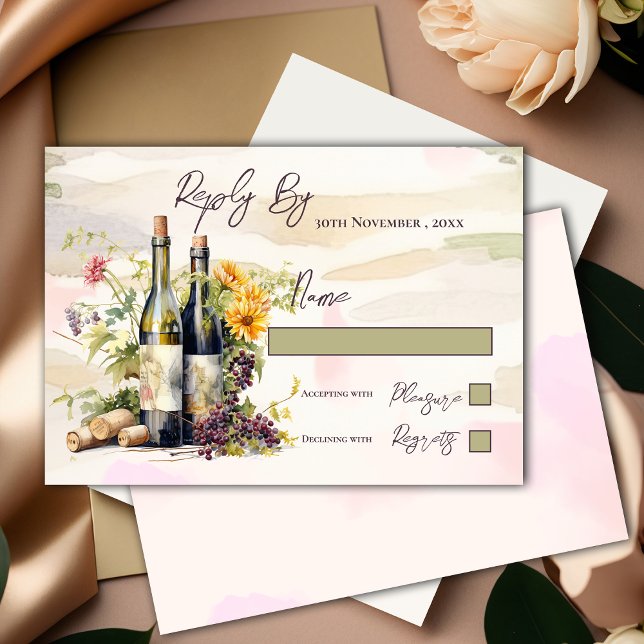 Chic Winery Rustic Grapevine-Inspired Wedding RSVP Card (Chic Winery Rustic Grapevine-Inspired Wedding RSVP Card)