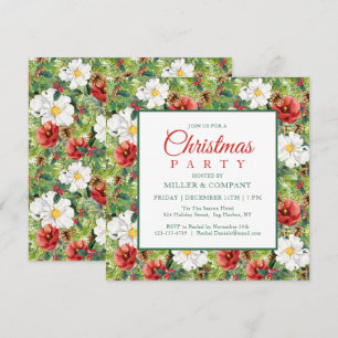 Chic Winter Floral Corporate Christmas Party Invitation