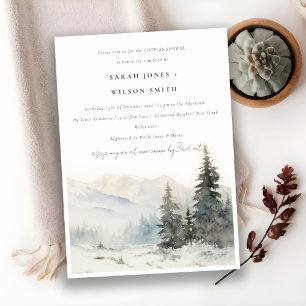Chic Winter Snow Mountain Landscape Couples Shower Invitation