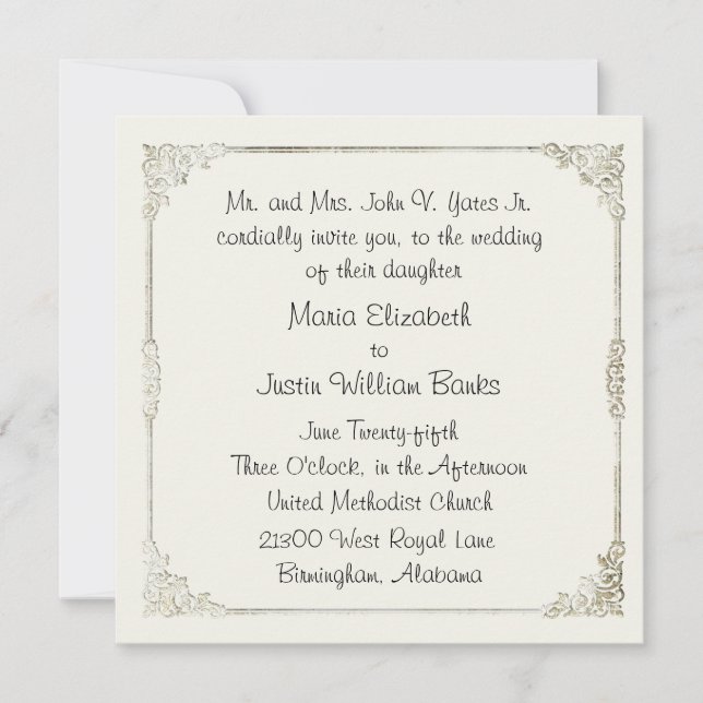 Chic Winter White Wedding Invitation (Front)
