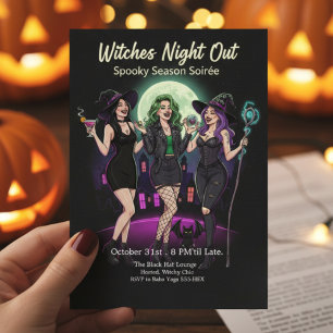 Chic Witches Night Out Adult Halloween Party Invitation