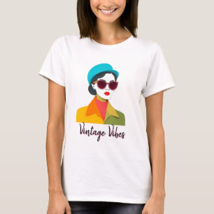 Chic Woman in Retro Paper-Cut Art T-Shirt