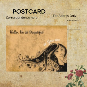 Chic Woman Vintage Sepia Simple Hairstyle Postcard