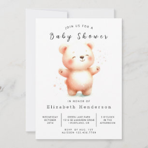 Chic Woodland Bear Baby Shower Invitation