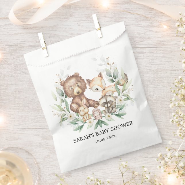 Chic Woodland Forest Animals Neutral Baby Birthday Favour Bags (Clipped)