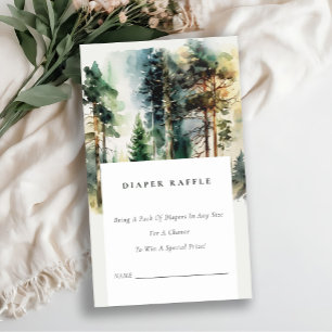 Chic Woodland Forest Diaper Raffle Baby Shower Enclosure Card