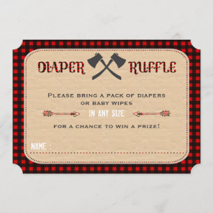 Chic Woodland Lumberjack Boy Diaper Raffle Ticket Invitation