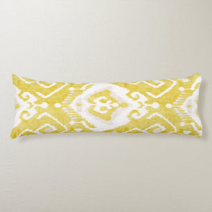 Chic yellow and grey damask ikat tribal pattern body cushion