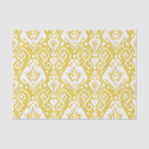 Chic yellow and grey damask ikat tribal pattern tissue paper