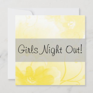Chic Yellow and Grey Flower Girls Night Out Invitation