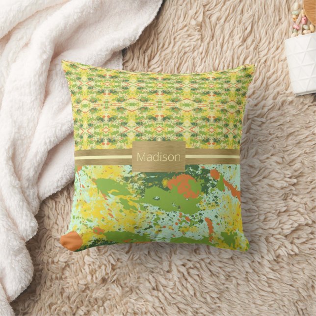 Chic Yellow and Orange Colour Splash Cushion (Blanket)