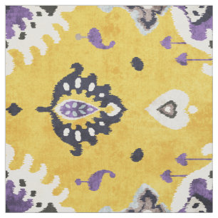 Chic yellow and purple ikat tribal pattern fabric