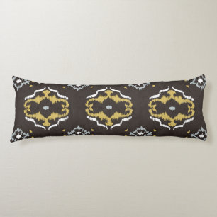 Chic yellow brown ikat tribal pattern body cushion