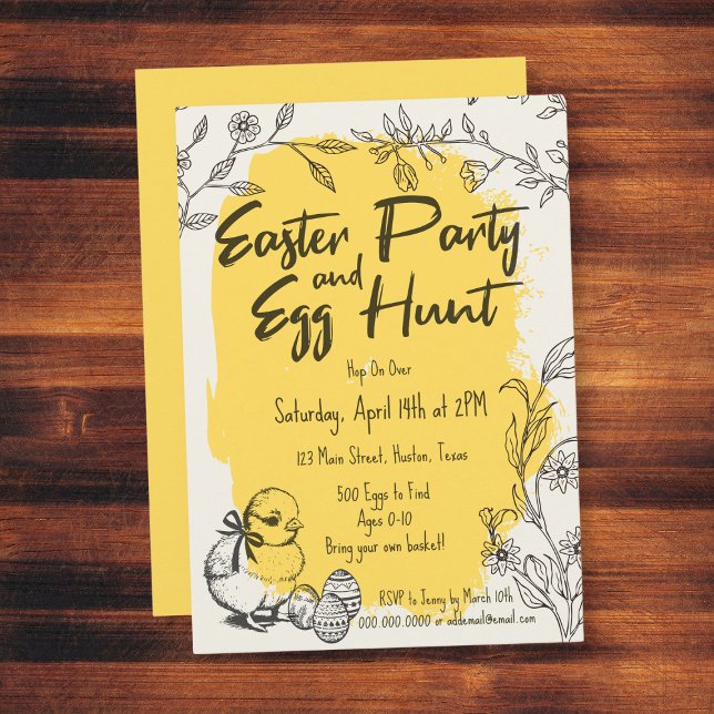 Chic Yellow Easter Party & Egg Hunt Invitation (Chic Yellow Easter Party & Egg Hunt Invitation
)