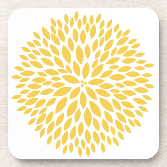 Chic Yellow Floral Coaster (Front)