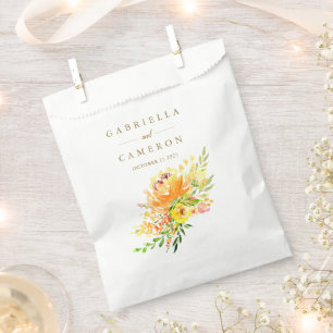 Chic Yellow Flowers Watercolor Wedding Custom Favour Bags