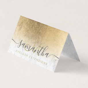 chic yellow gold foil ombre marble eye aftercare business card
