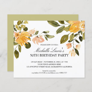 Chic Yellow green floral 50TH BIRTHDAY PARTY