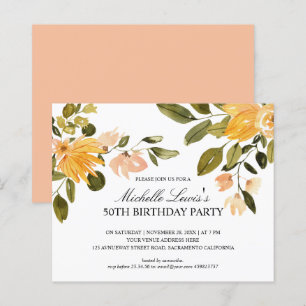 Chic Yellow green floral 50TH BIRTHDAY PARTY