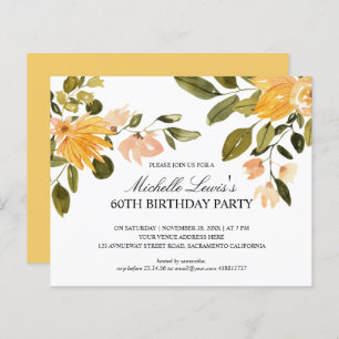 Chic Yellow green floral 60TH BIRTHDAY PARTY