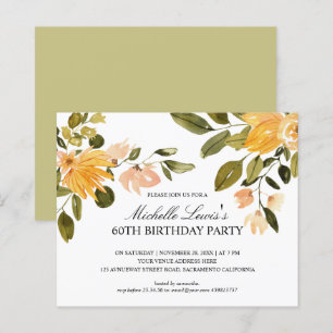Chic Yellow green floral 60TH BIRTHDAY PARTY