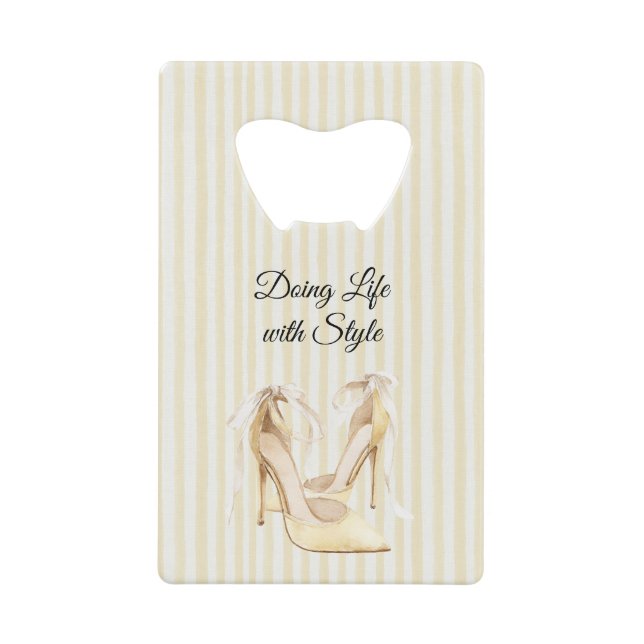 Chic Yellow High Heels Stripes Birthday (Front)