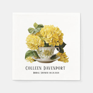 Chic Yellow Hydrangea Teacup Bridal Shower Napkin