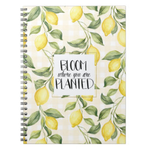 Chic Yellow Lemons Bloom Notebook