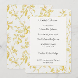 Chic Yellow Lemons Bridal Shower Invitation