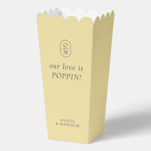 Chic Yellow Monogram Popcorn Favor Box