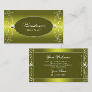 Chic Yellow Mustard Ornate Sparkle Jewels Ornament Business Card