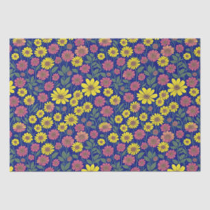 Chic Yellow Pink Daisies Flower Botanical Garden Tissue Paper
