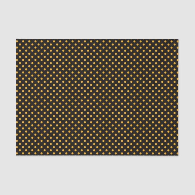 Chic Yellow Polka Dots On Black Tissue Paper (Front)