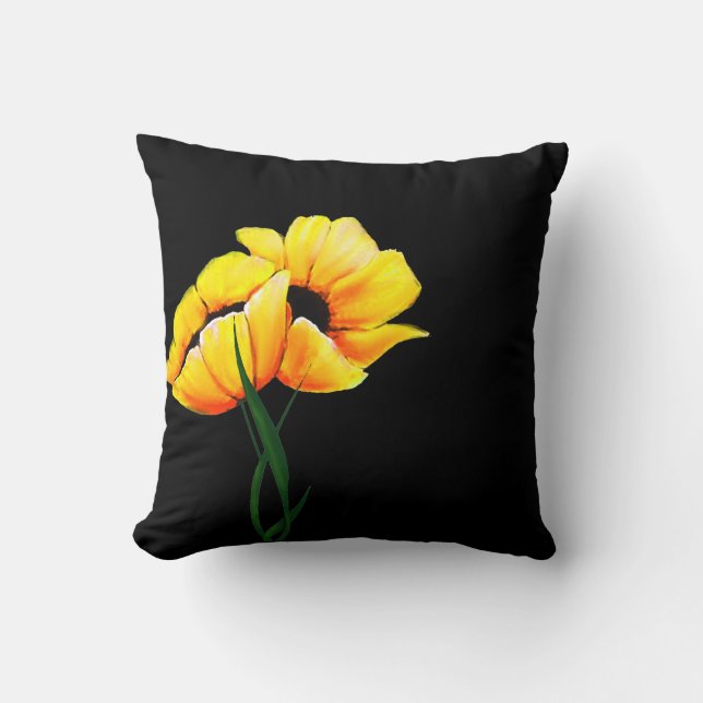 Chic Yellow Poppies Pillow (Front)