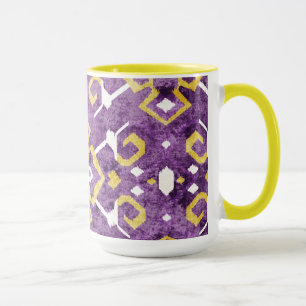 Chic yellow purple ikat tribal pattern mug