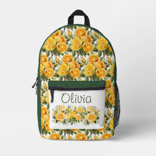 Chic Yellow Roses Printed Backpack