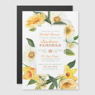 Chic Yellow Spring Daffodils Floral Bridal Shower Magnetic Invitation
