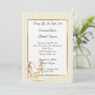 Chic Yellow Stripes High Heels Bridal Shower Invitation